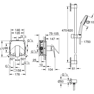 Смеситель для душа Grohe Cubeo 1053350000 хром